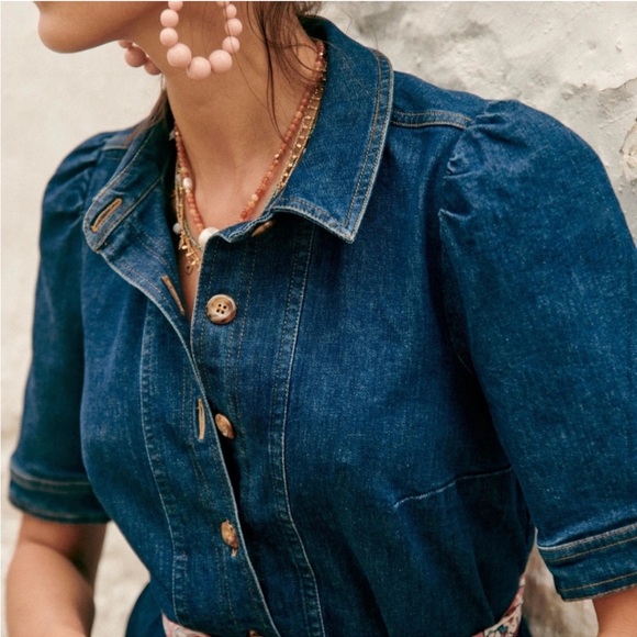 NWT Sezane Denim Almette Dress in Bleu - Picture 3 of 6